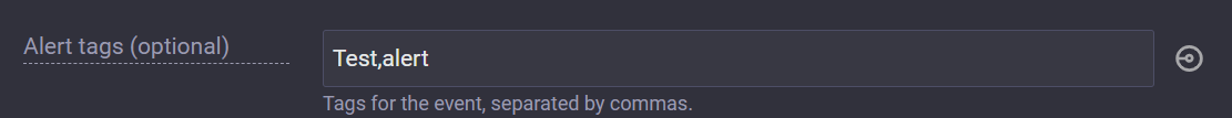 Alert tags property configuration