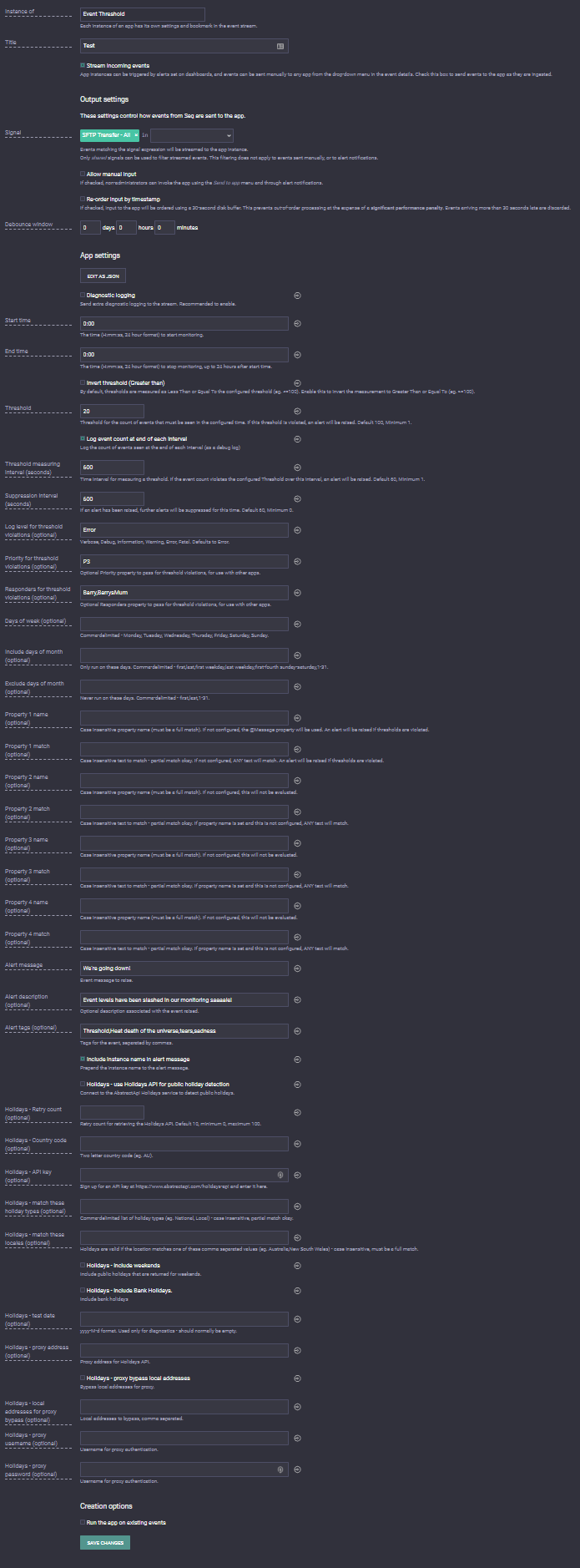 Event Threshold for Seq A super powered threshold monitoring app for