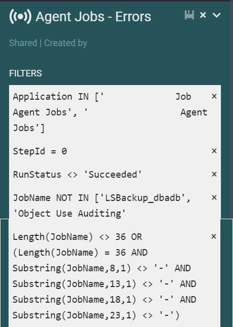 An error signal for the Agent Jobs view